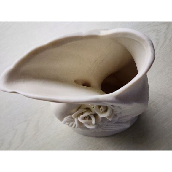 Vase-Vintage-Porcelain Bisque-Ivory-Swan-Art Deco Style-8.25" - Picture 4 of 16